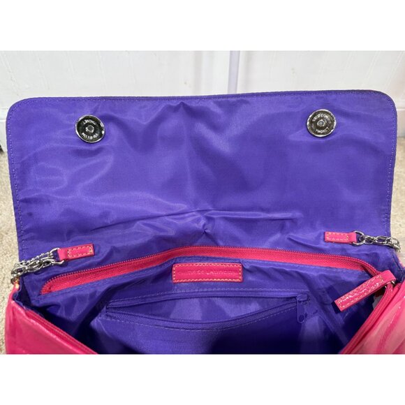 Pink Patent Leather Studded Clutch Chinese Laundry Chain Strap Rear Zipper - Picture 9 of 14